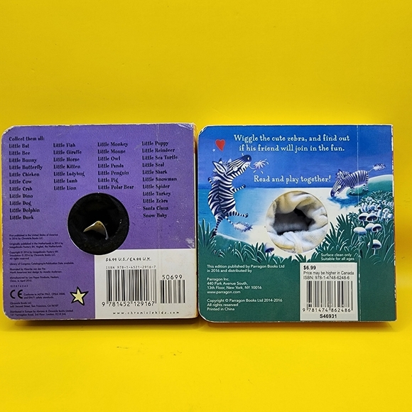 2 Finger Puppet Board Books Cat Zebra Baby Toddler First Book 4x4" - Picture 5 of 7